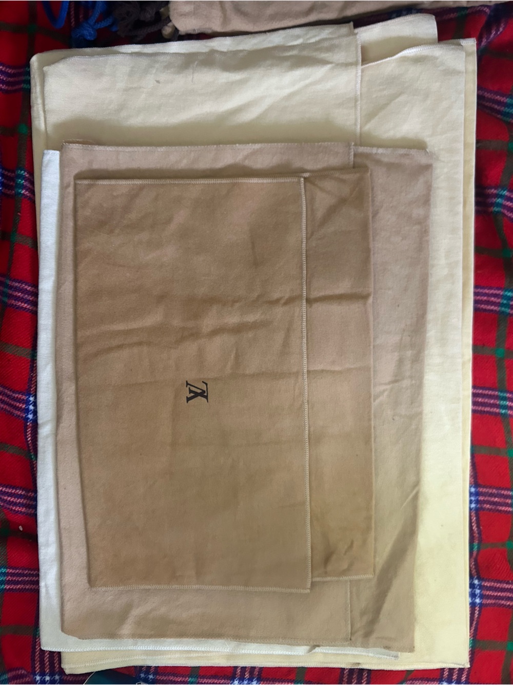 Louis Vuitton Tan and Cream Dust Bags